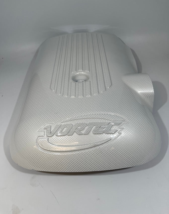 Custom White Carbon Fiber Carbon Fiber Hydro Dipped Engine/Fuse Box Covers for Silverado, Tahoe & Cadillac