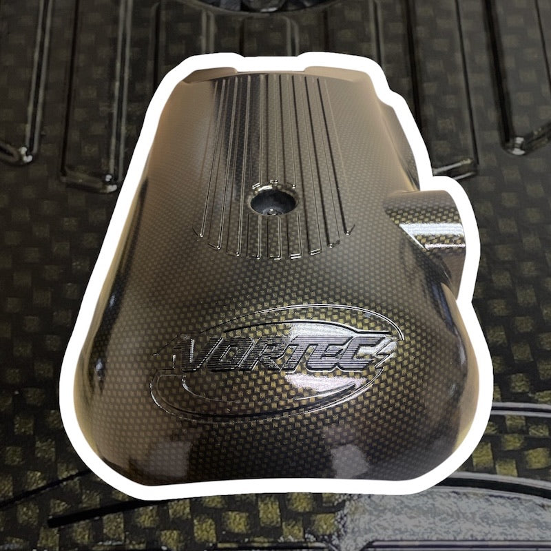 Custom Gold Candy Carbon Fiber Carbon Fiber Hydro Dipped Engine/Fuse Box Covers for Silverado, Tahoe & Cadillac