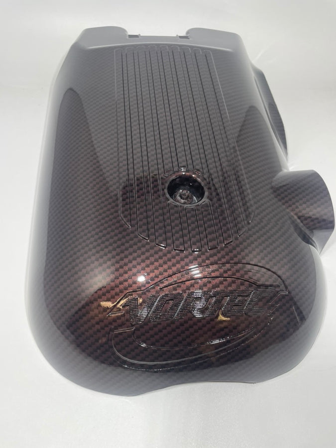 Custom Velvet Red Carbon Fiber Hydro Dipped Engine/Fuse Box Covers for Silverado, Tahoe & Cadillac