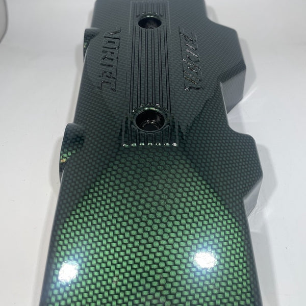 Custom Green Candy Carbon Fiber Carbon Fiber Hydro Dipped Engine/Fuse Box Covers for Silverado, Tahoe &amp; Cadillac