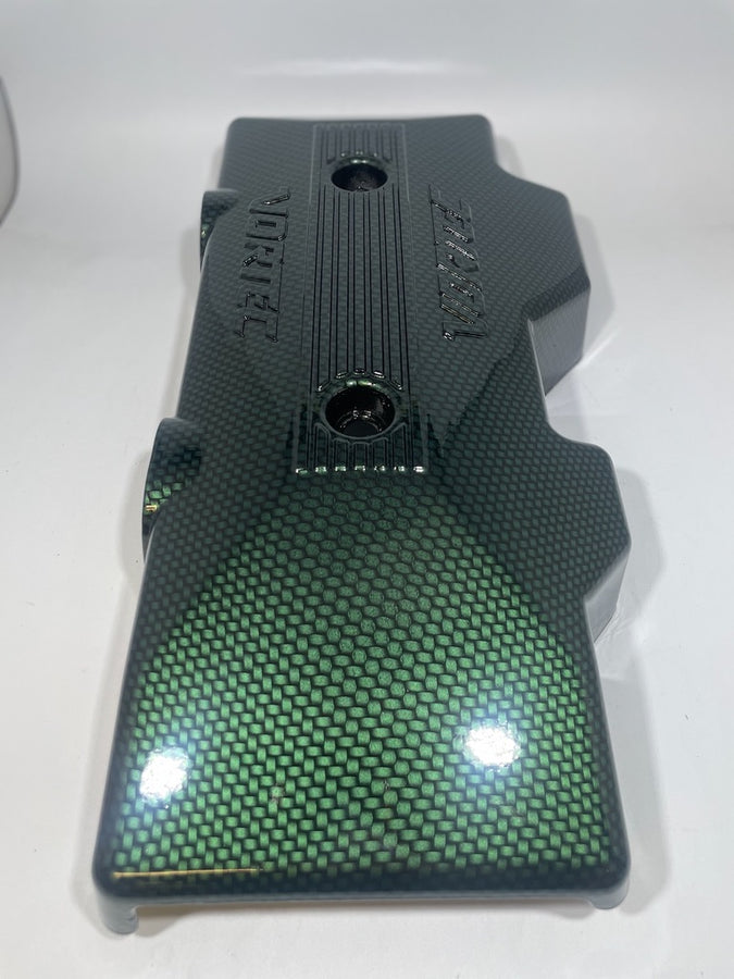 Custom Green Candy Carbon Fiber Carbon Fiber Hydro Dipped Engine/Fuse Box Covers for Silverado, Tahoe &amp; Cadillac