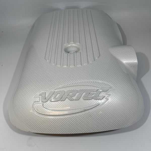 Custom White Carbon Fiber Carbon Fiber Hydro Dipped Engine/Fuse Box Covers for Silverado, Tahoe &amp; Cadillac